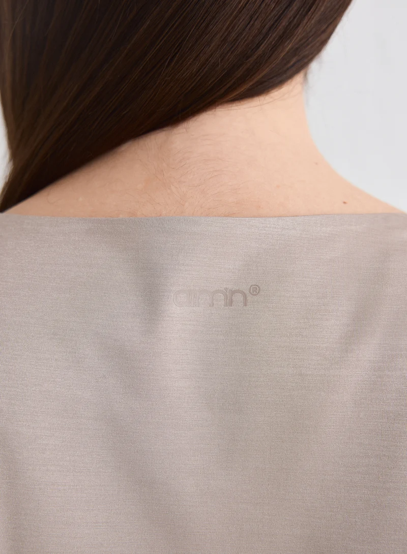 Dark Clay Luminous Draped Short Sleeve