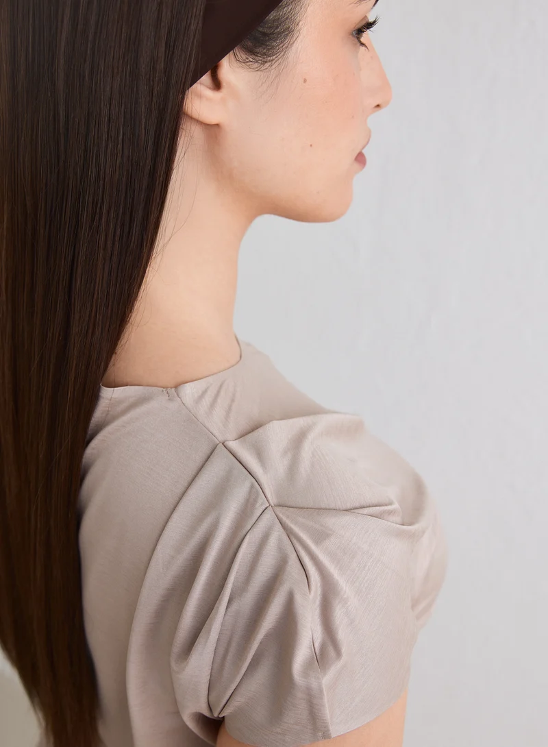Dark Clay Luminous Draped Short Sleeve