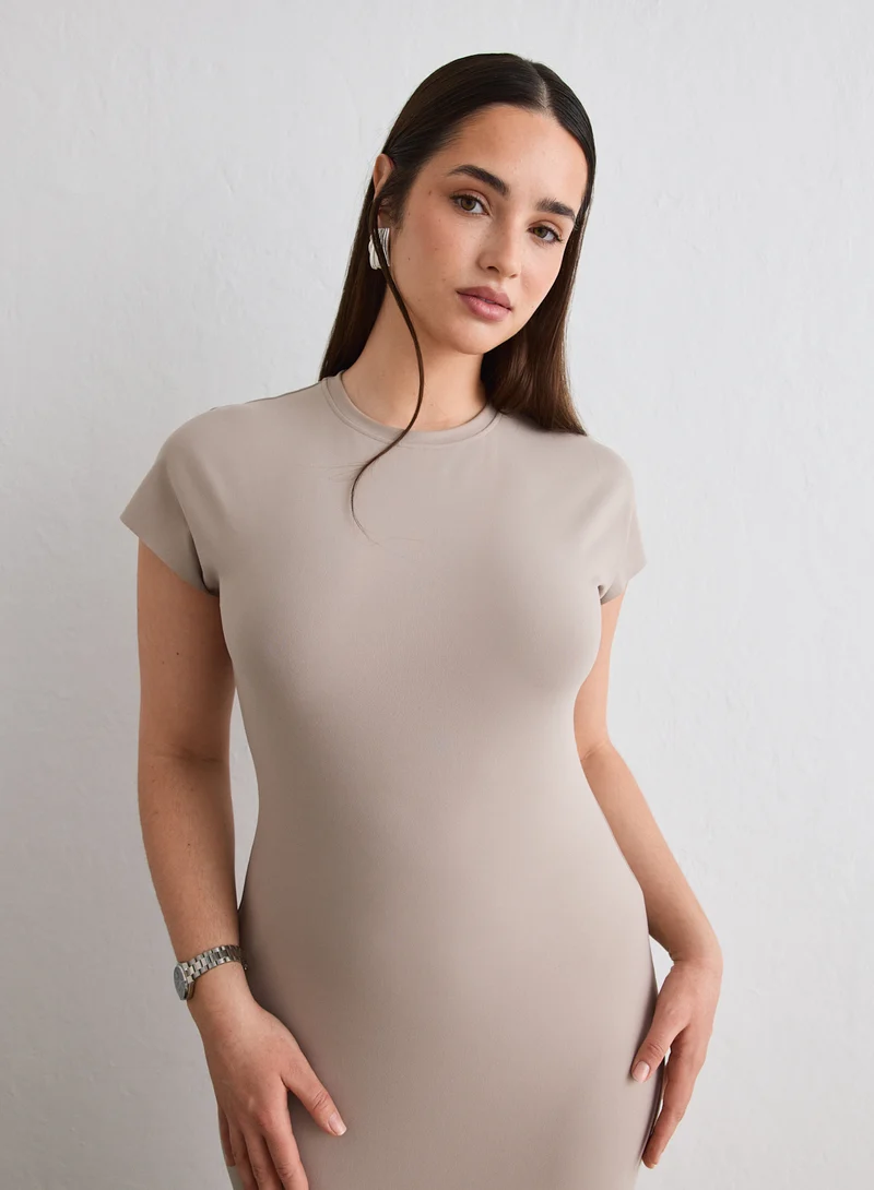 Dark Clay Sense Mermaid Cap Sleeve Dress