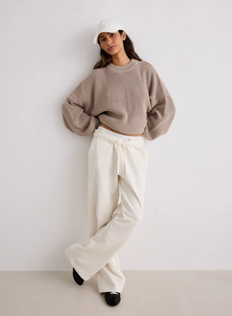 Dark Clay Knitted Sweatshirt