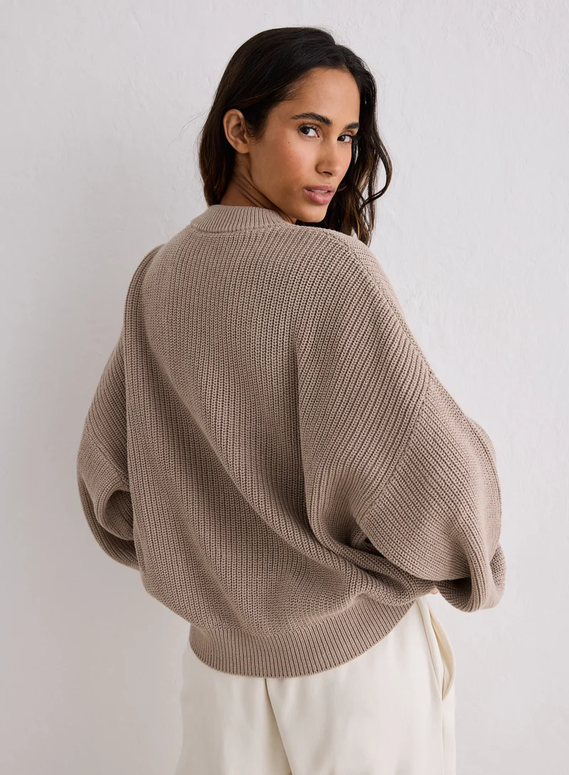 Dark Clay Knitted Sweatshirt