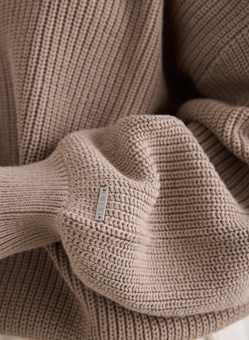 Dark Clay Knitted Sweatshirt