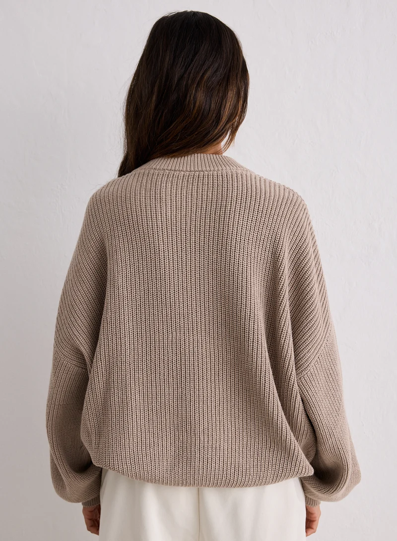 Dark Clay Knitted Sweatshirt
