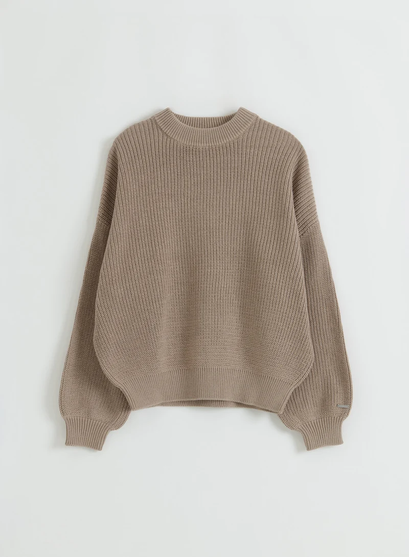 Dark Clay Knitted Sweatshirt