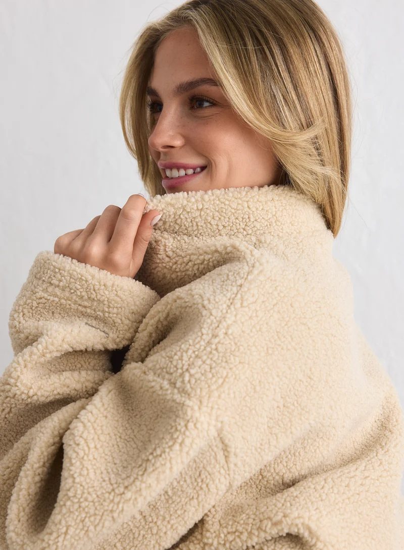 Café Au Lait Pile Coach Jacket