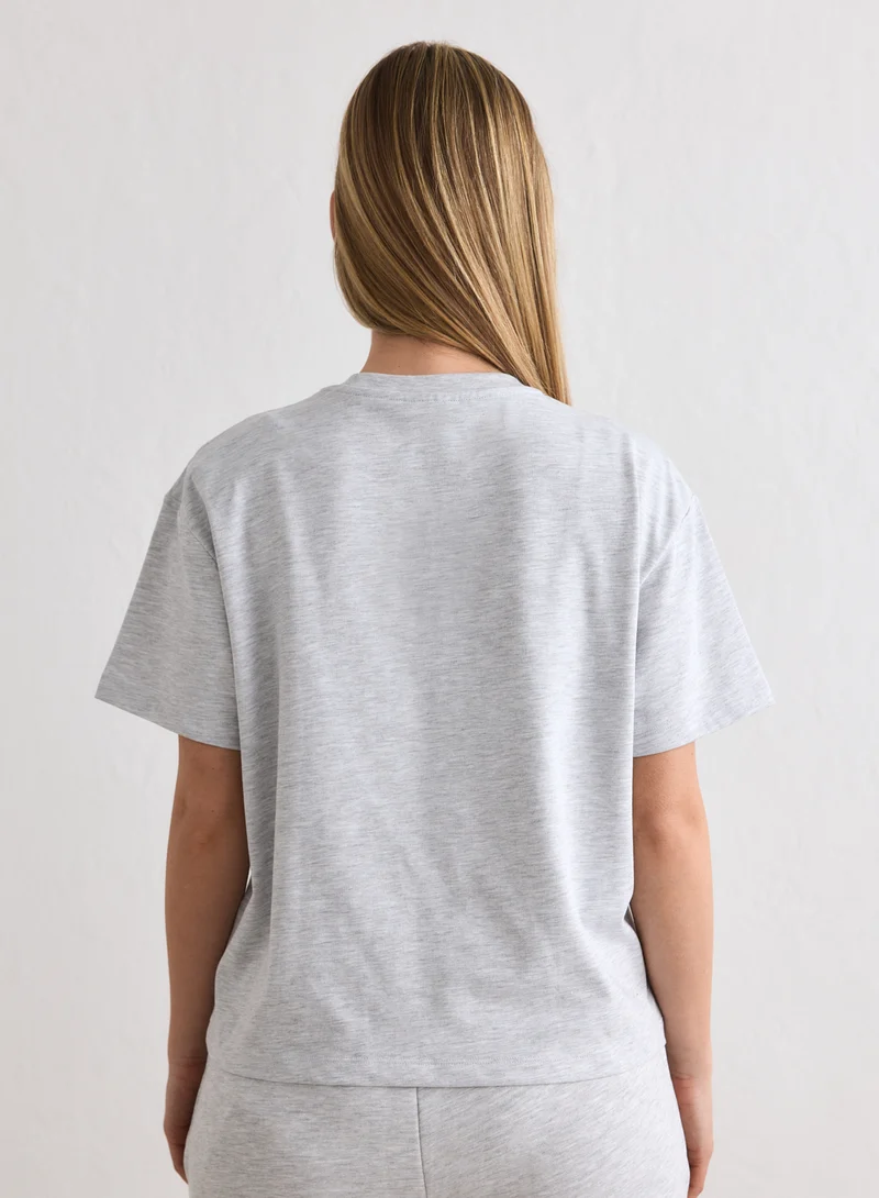 Light Grey Melange Varsity Boxy T-shirt