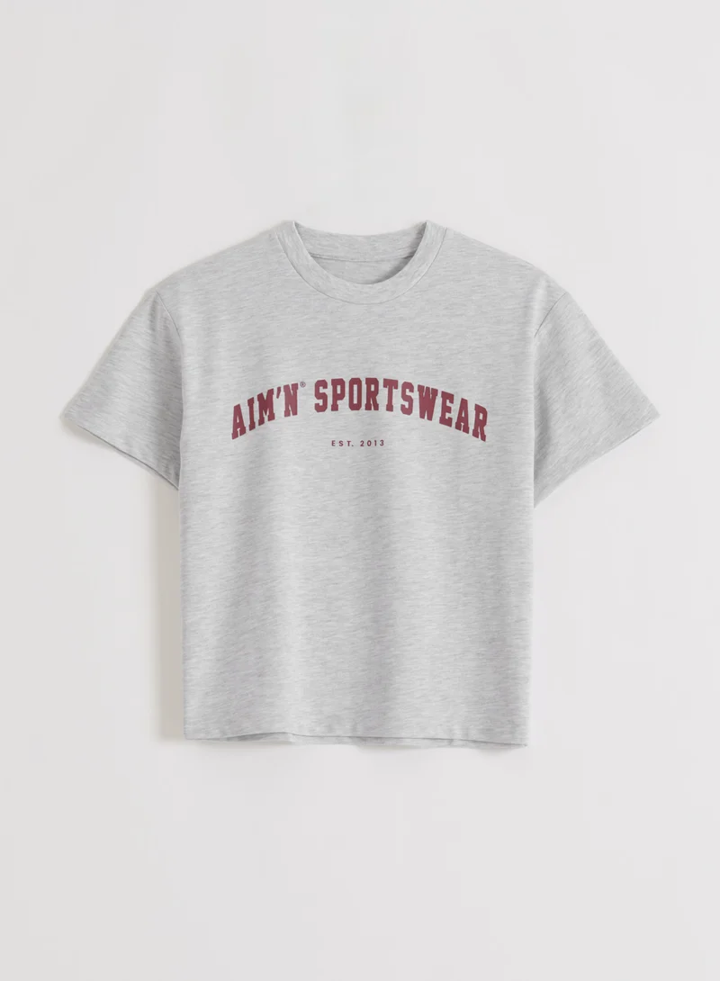 Light Grey Melange Varsity Boxy T-shirt