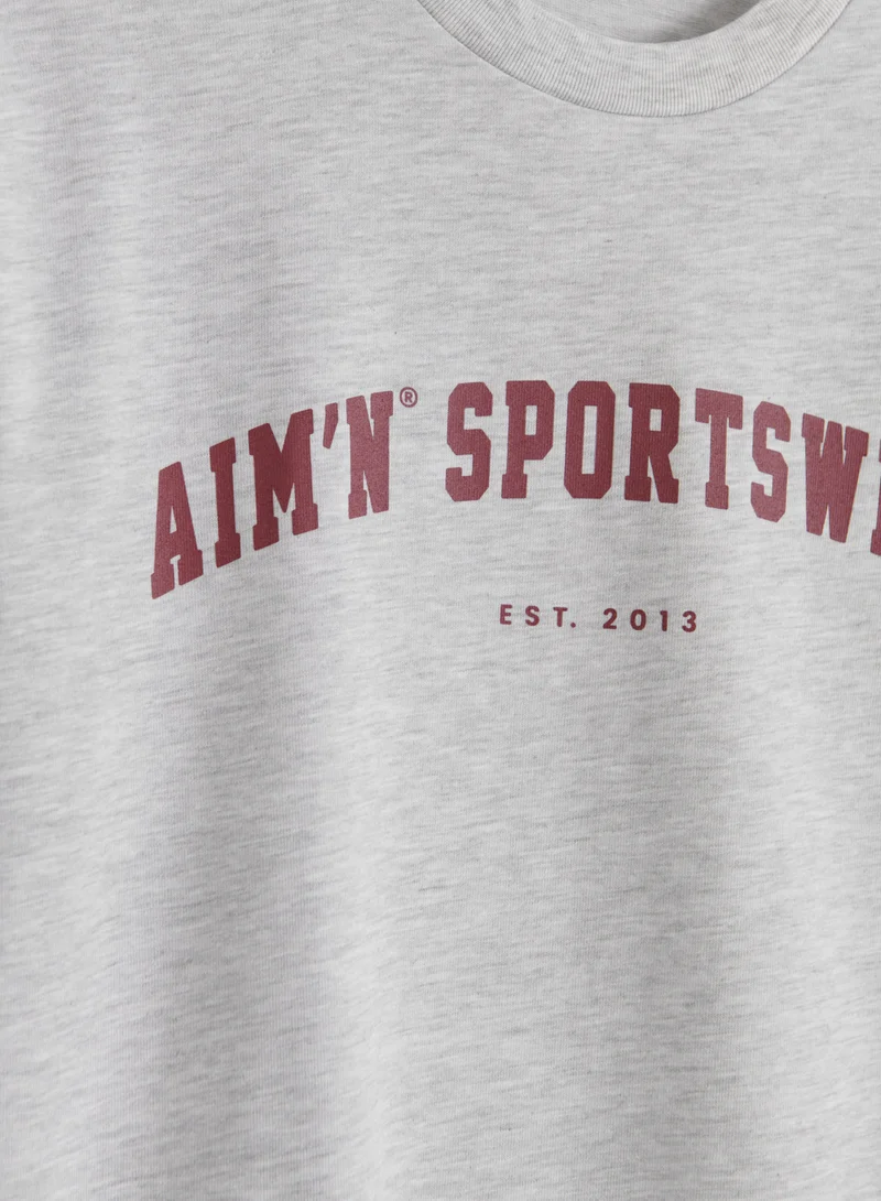 Light Grey Melange Varsity Boxy T-shirt