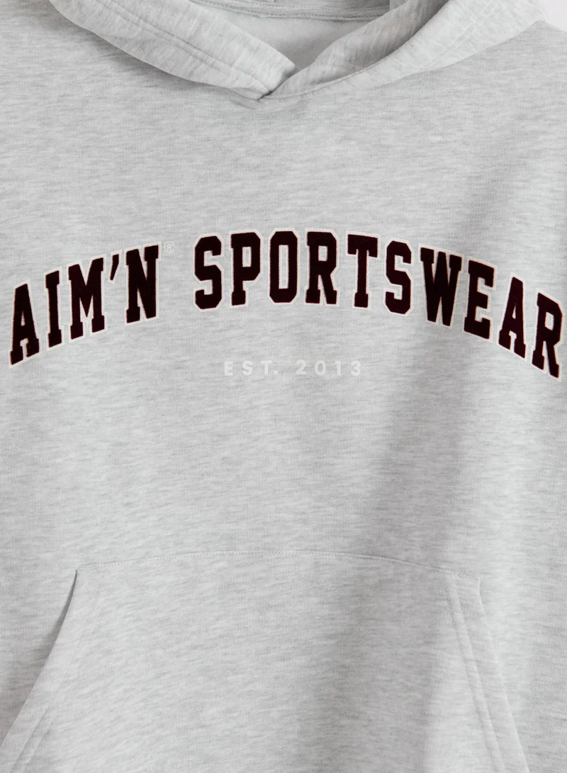 Light Grey Melange Varsity Sweat Hood