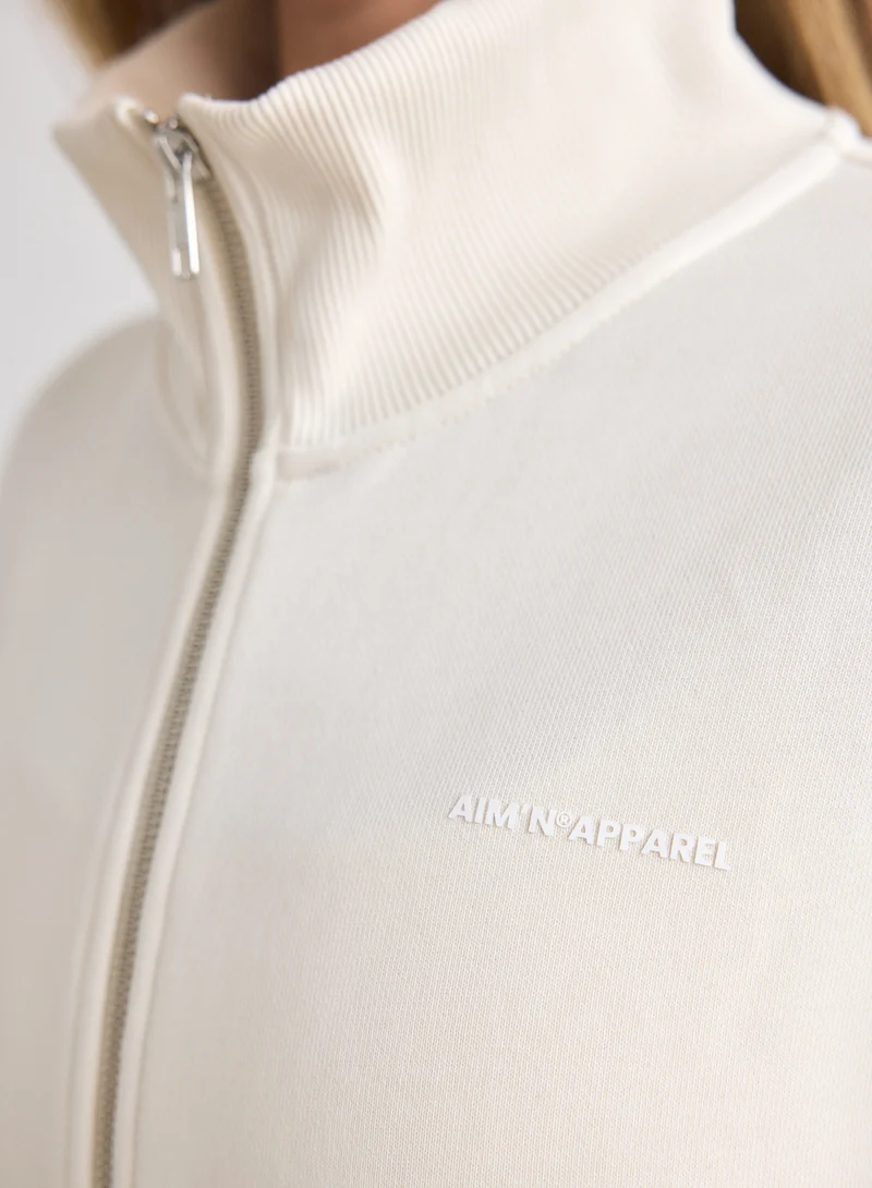 Cream Chunky Terry Zip Jacket
