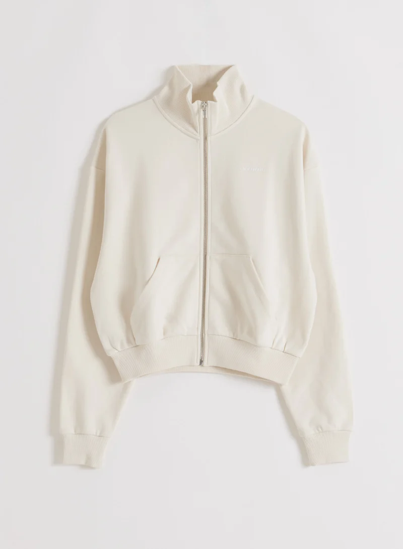 Cream Chunky Terry Zip Jacket