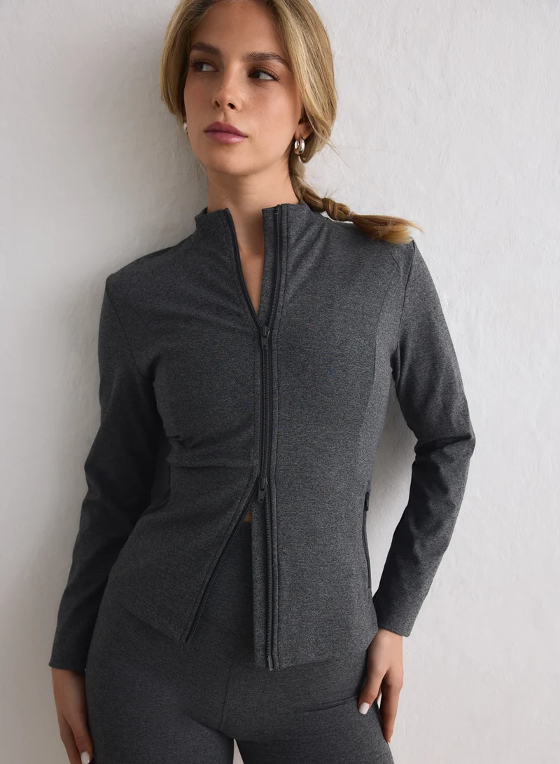 Dark Grey Melange Sense Zip Jacket