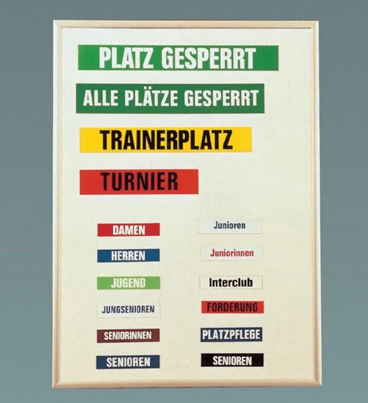 Tennisplatz Aufbewahrungstafel