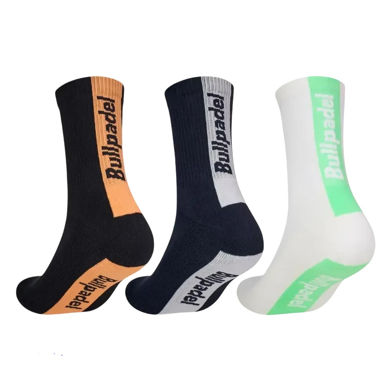 Calcetines Largos Bullpadel BP265 Negro/Blanco/Azul Marino 2026 (Pack x3)