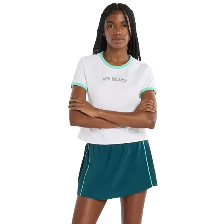 New Balance T-Shirt Practice Dames Wit Groen
