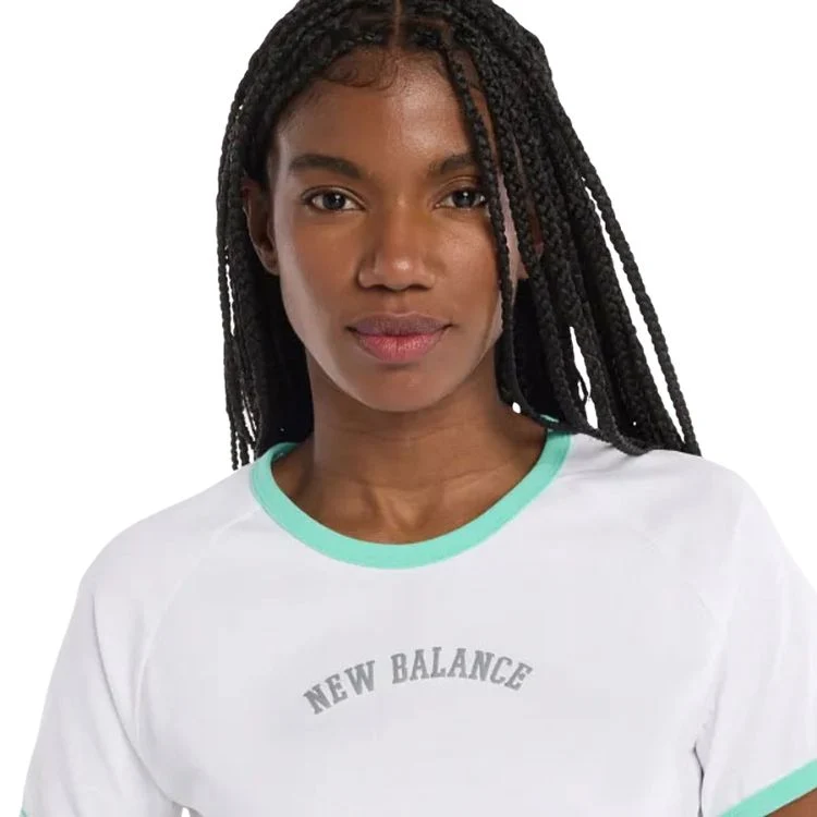 New Balance T-Shirt Practice Dames Wit Groen