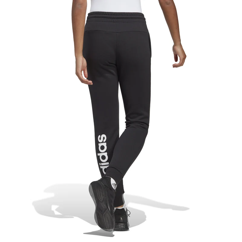 Essentials Linear French Terry Cuffed Trainingshose Damen-Schwarz,Weiß