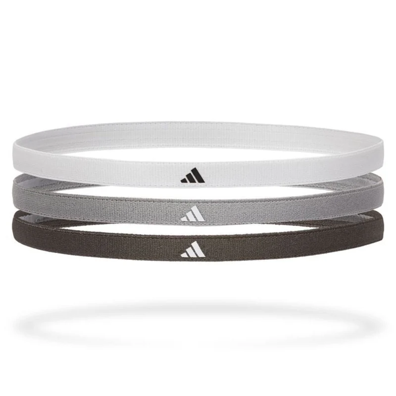 Adidas Hairbands (3-Pack, White/Grey/Black)