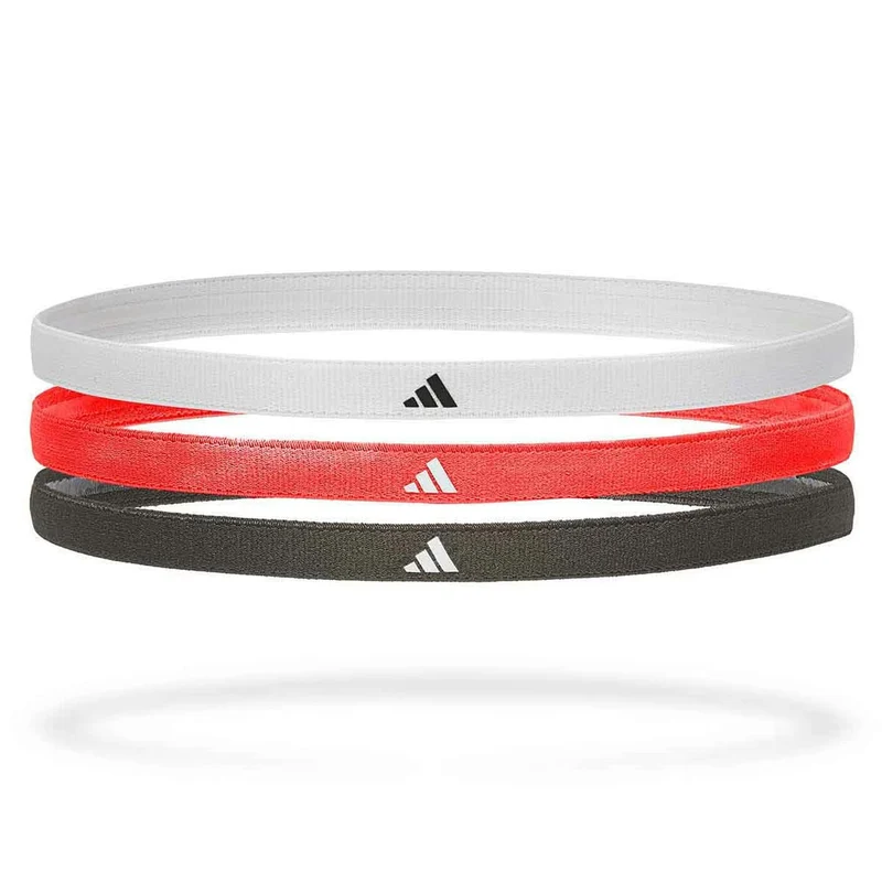Adidas Hairbands (3-Pack, Black/White/Solar Red)