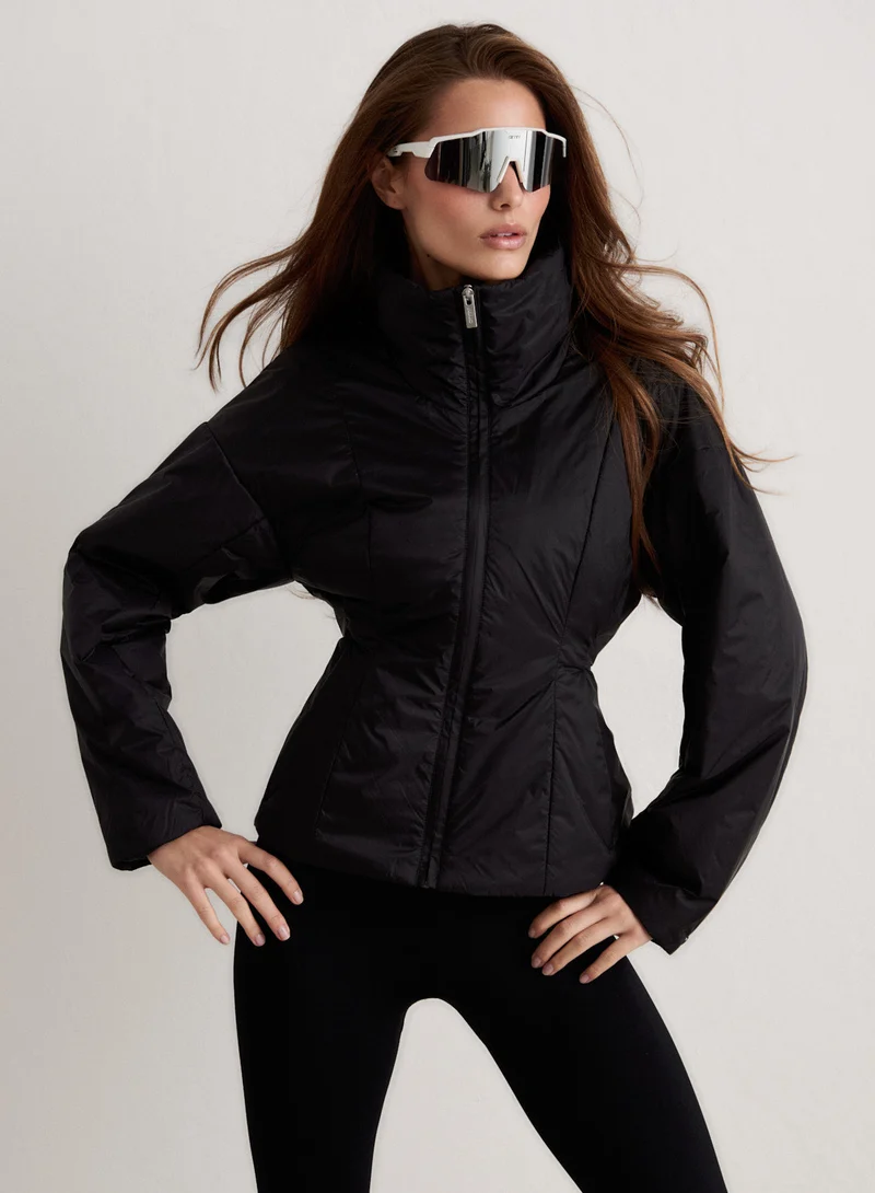 Black High Neck Contour Jacket