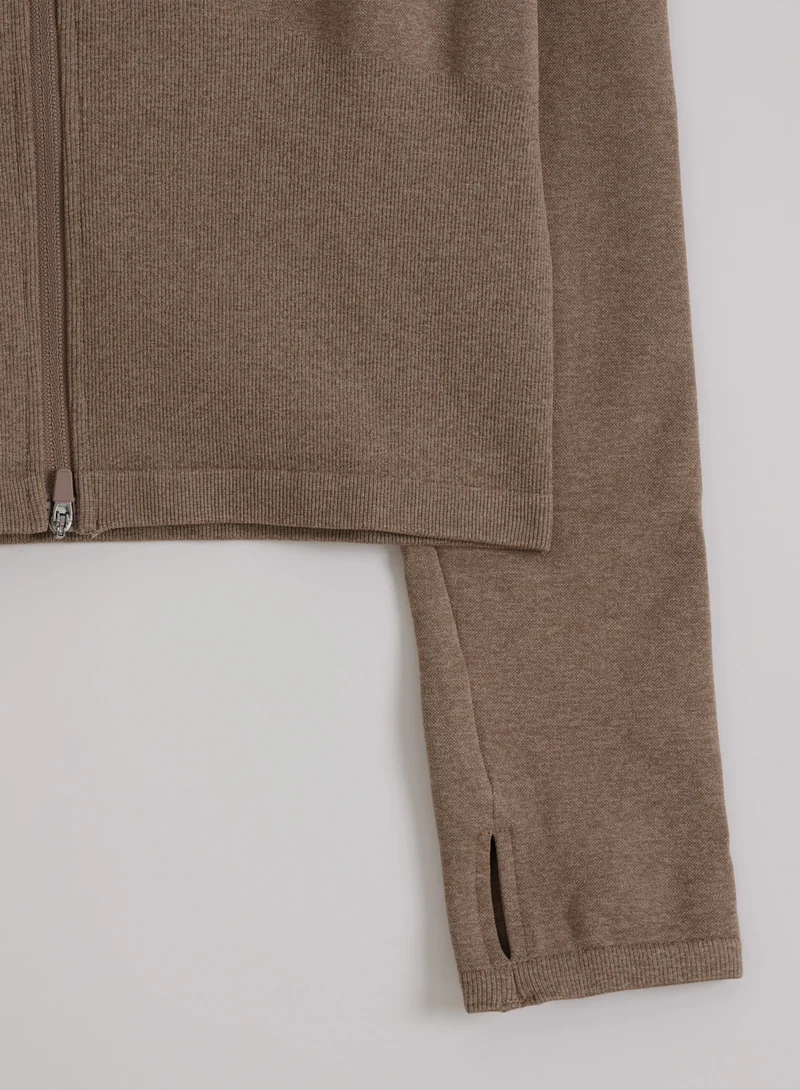Espresso Melange Shape Seamless Zip Jacket