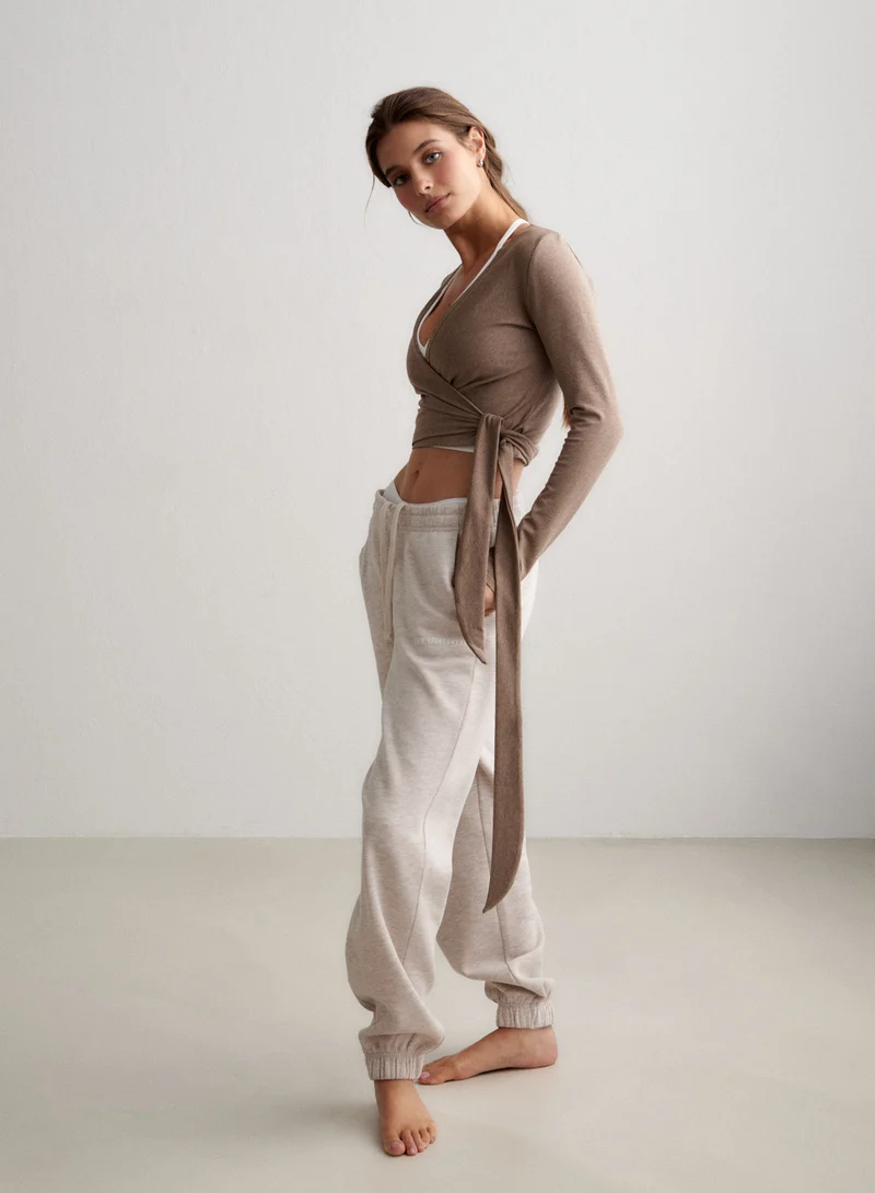 Espresso Melange Shape Seamless Wrap Long Sleeve