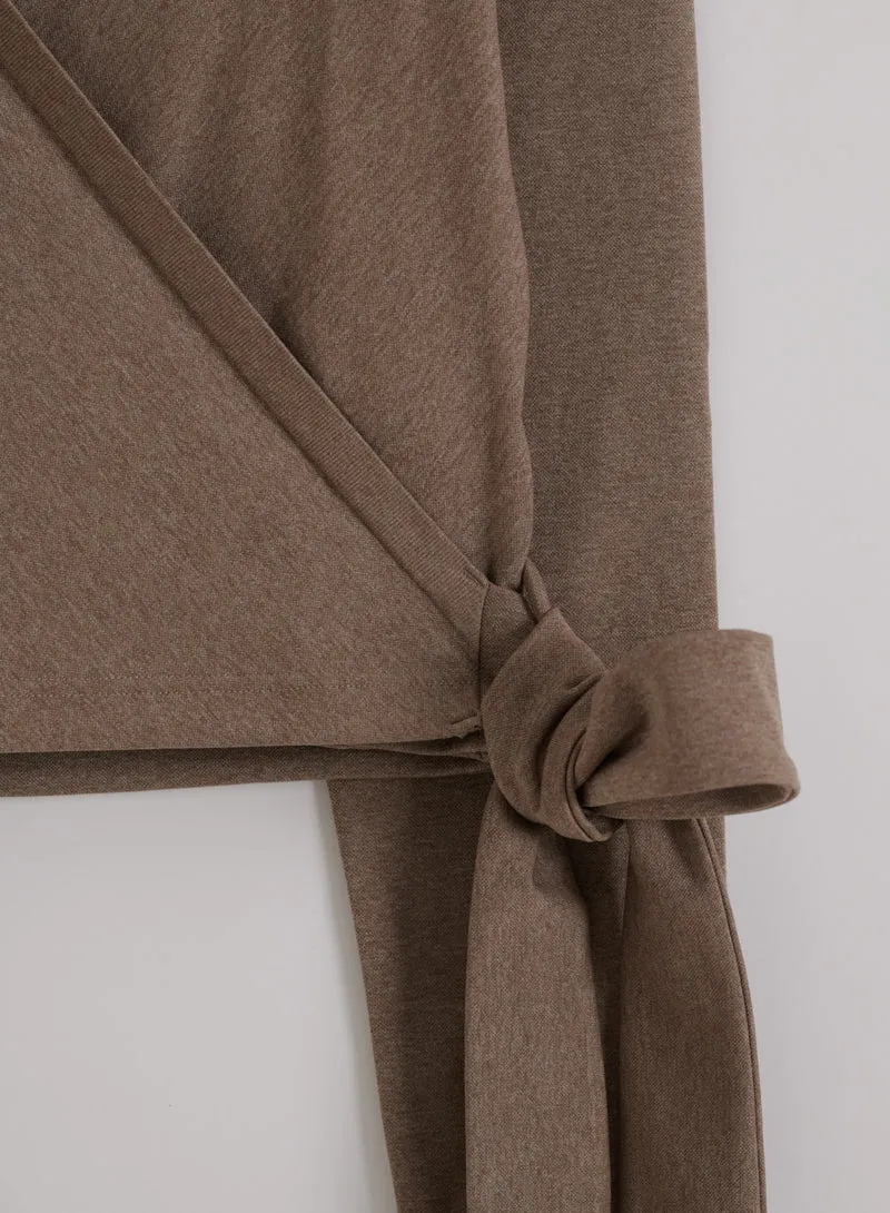 Espresso Melange Shape Seamless Wrap Long Sleeve