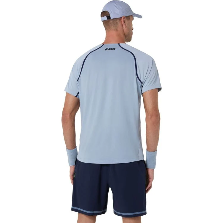 Asics T-Shirt Match SS Top Heren Grijs Blauw