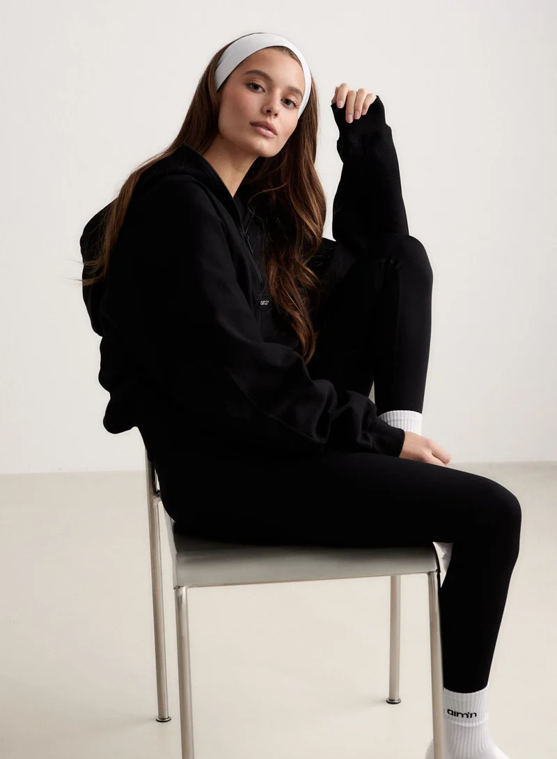 Black Sportif Half Zip Hood