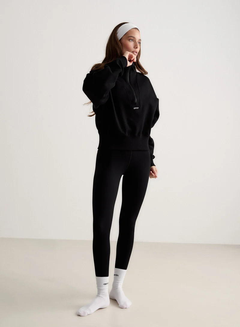 Black Sportif Half Zip Hood