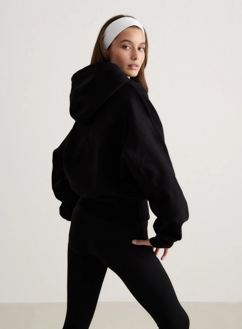 Black Sportif Half Zip Hood
