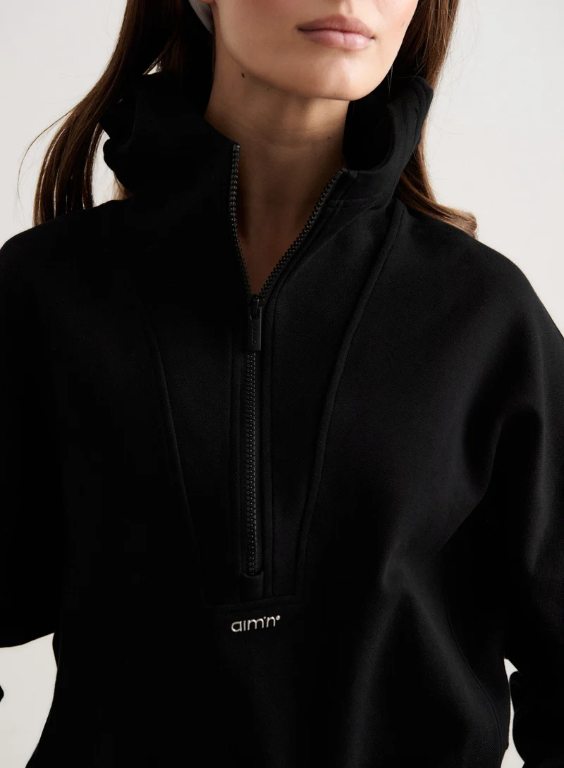 Black Sportif Half Zip Hood