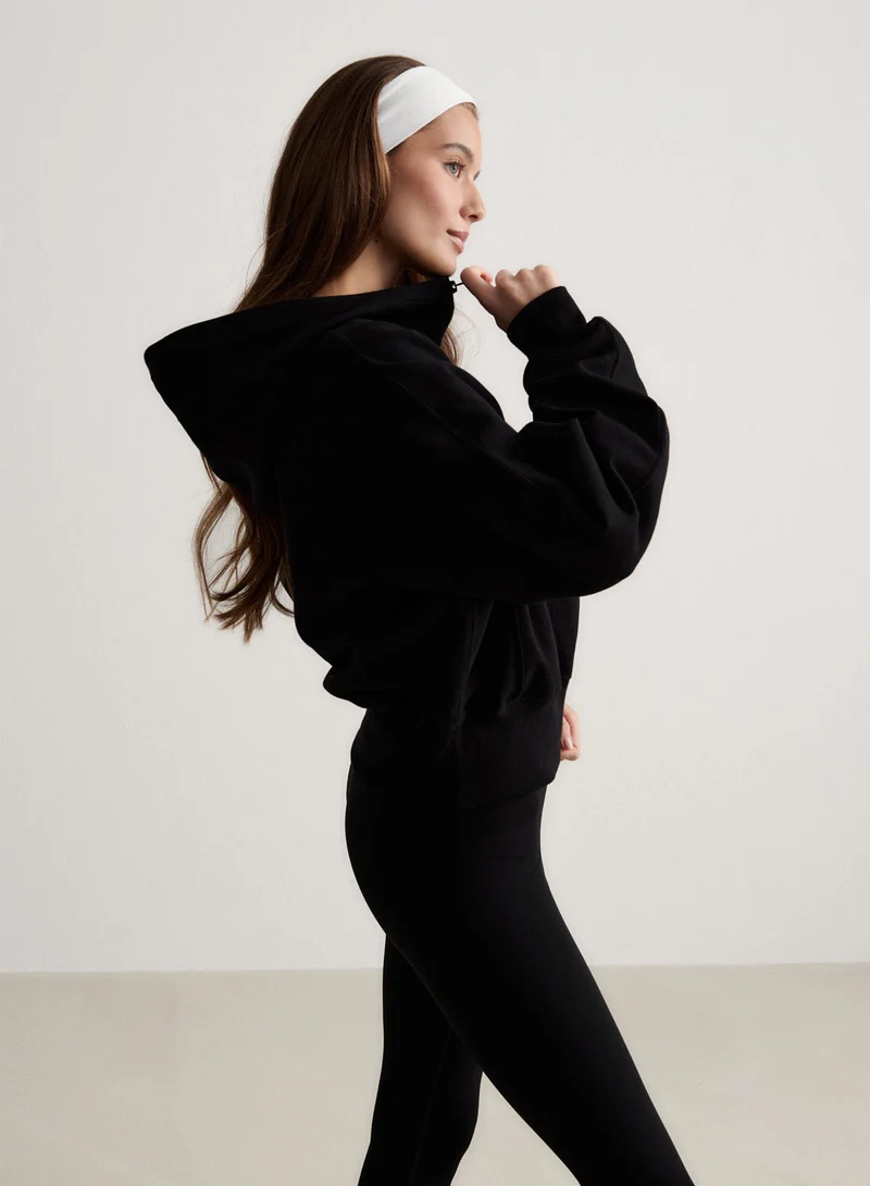 Black Sportif Half Zip Hood