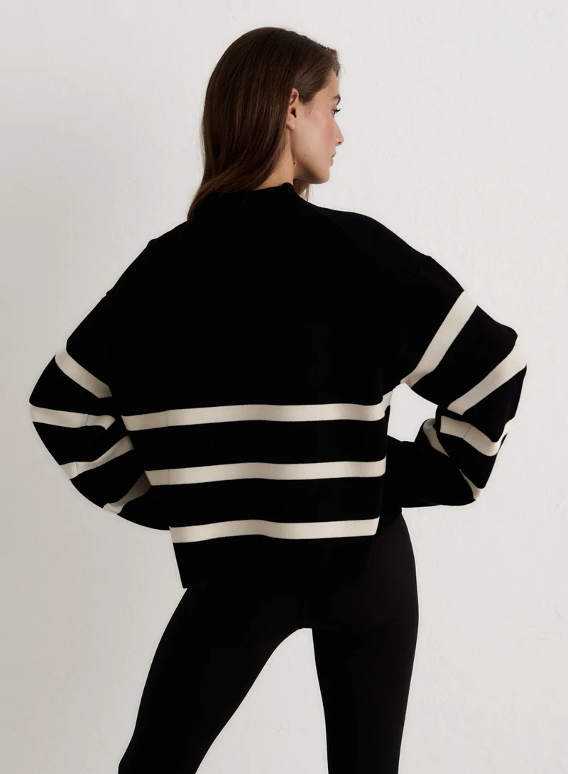 Black Stripe Perfect Knit Long Sleeve