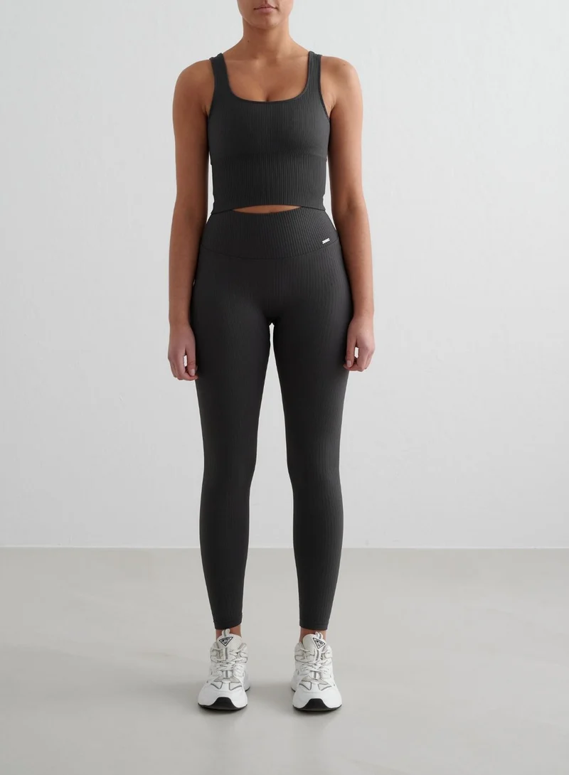 Shadow Grey Ribbed Seamless Tall Tights