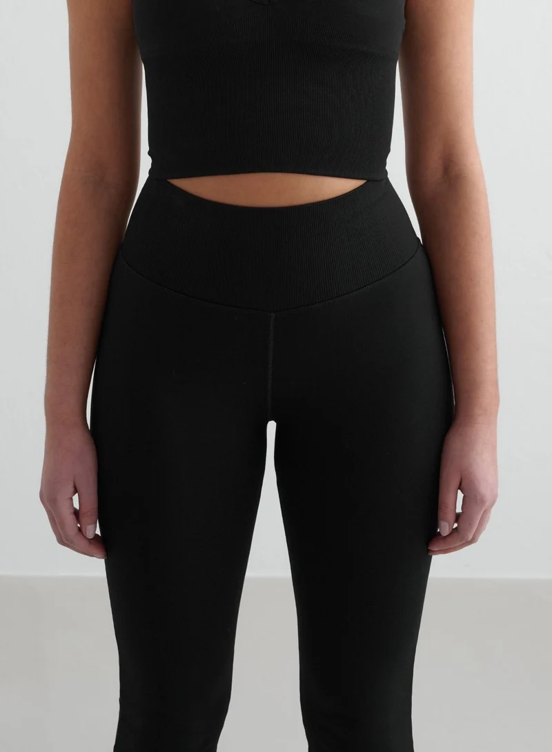 Black Shape Seamless Flare Tall Tights
