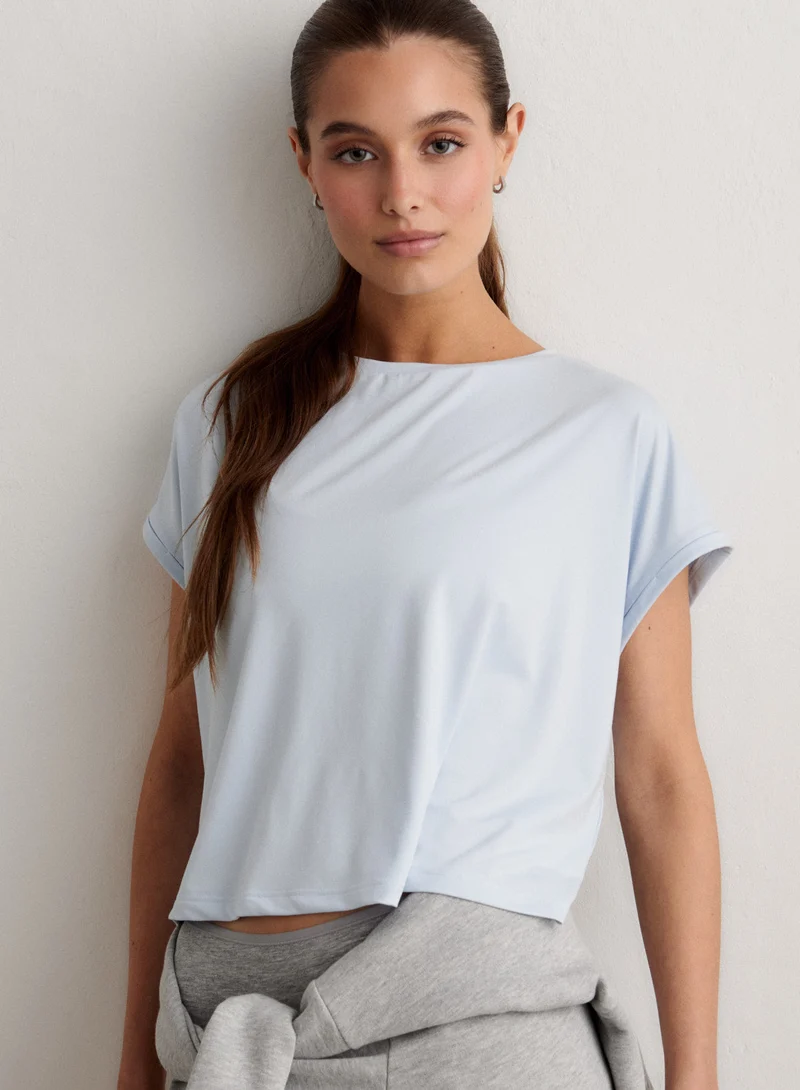 Aura Soft Basic Roll Sleeve Top