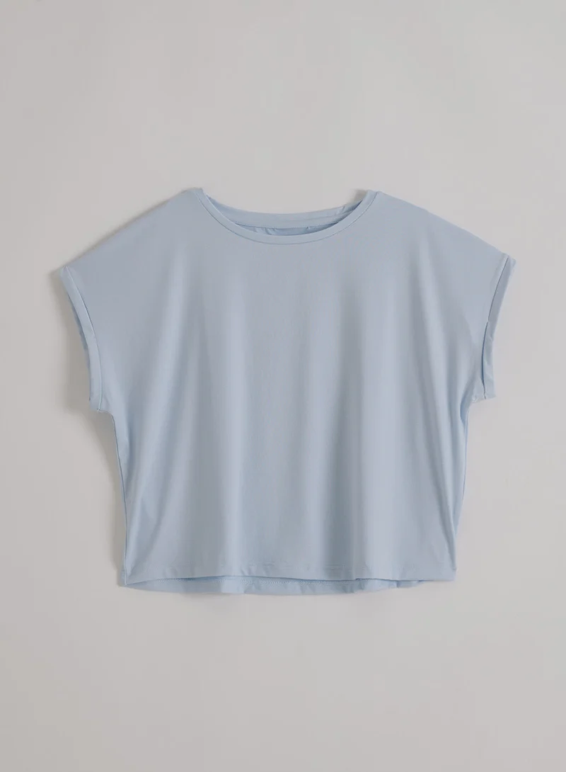 Aura Soft Basic Roll Sleeve Top