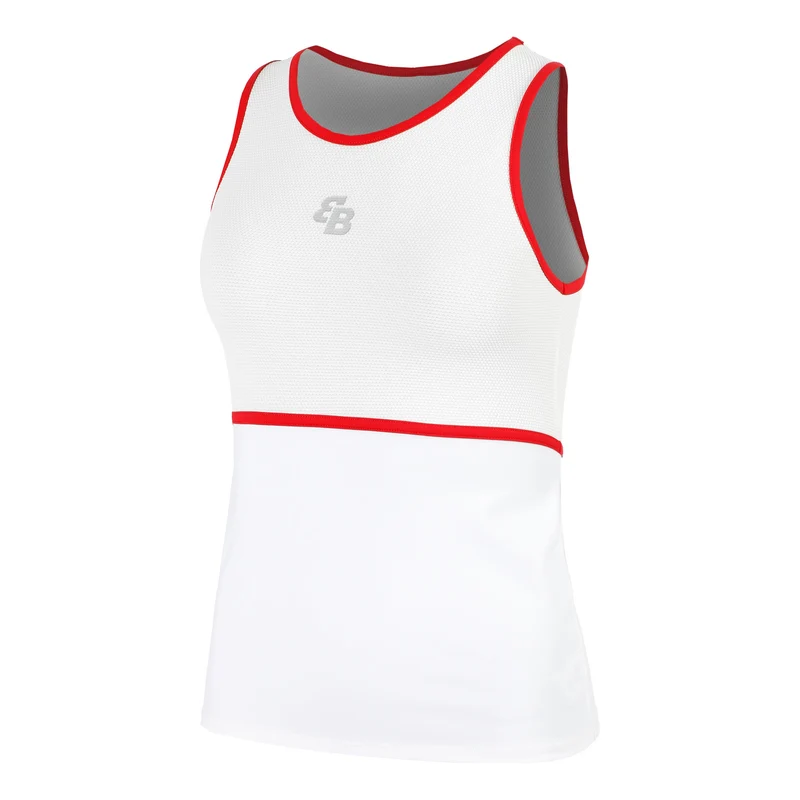 Capri Tank-Top Damen-Weiß,Rot
