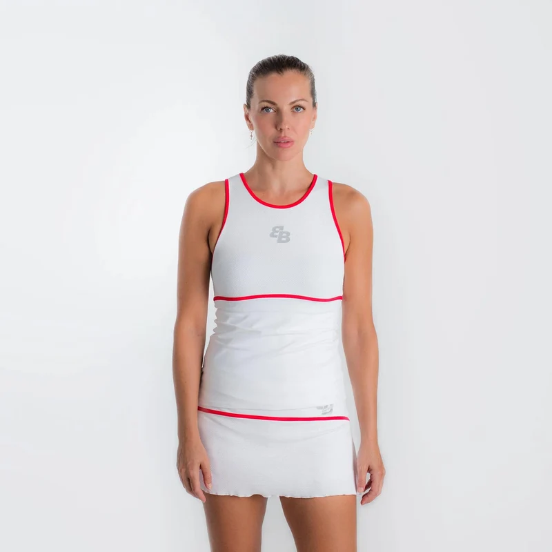 Capri Tank-Top Damen-Weiß,Rot