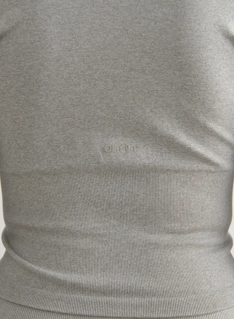 Grey Melange Shape Seamless Zip Jacket