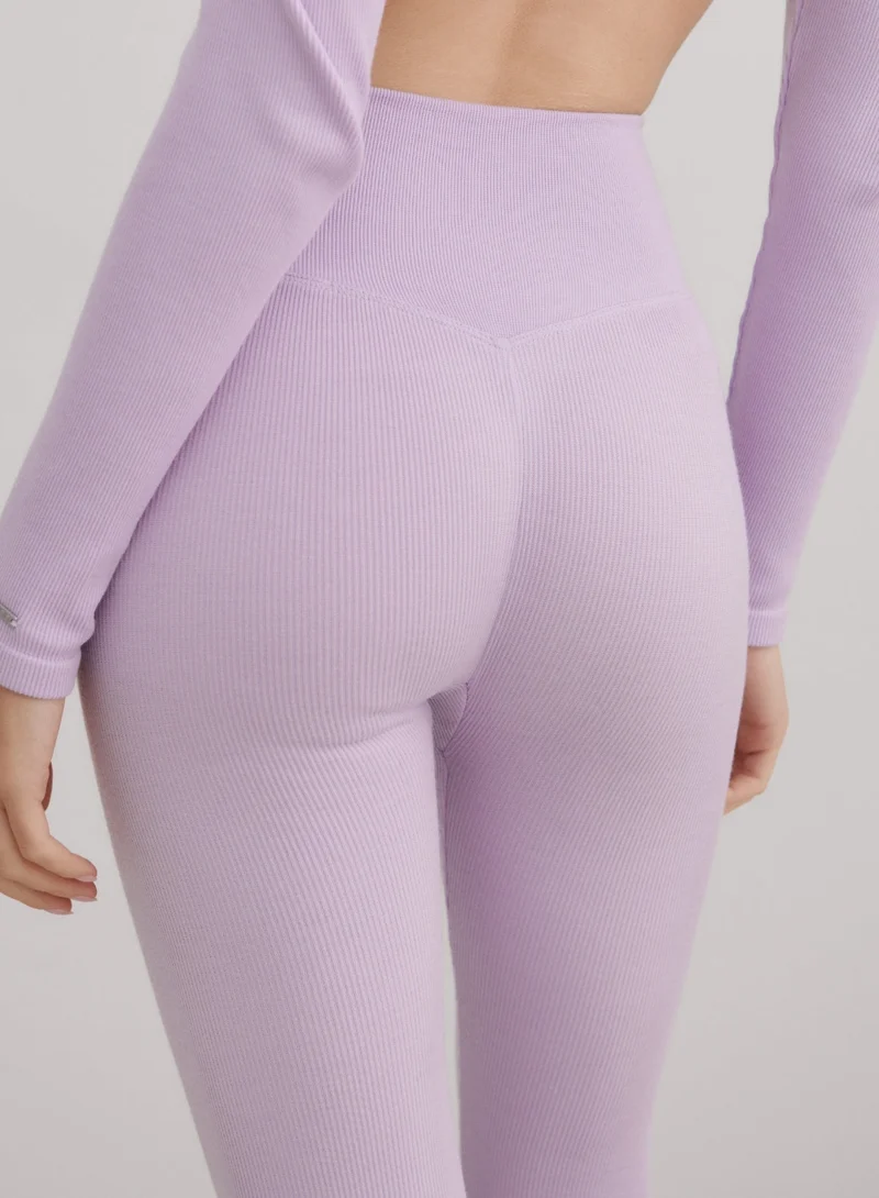 Pale Lavender Ribbed Wool Leggings