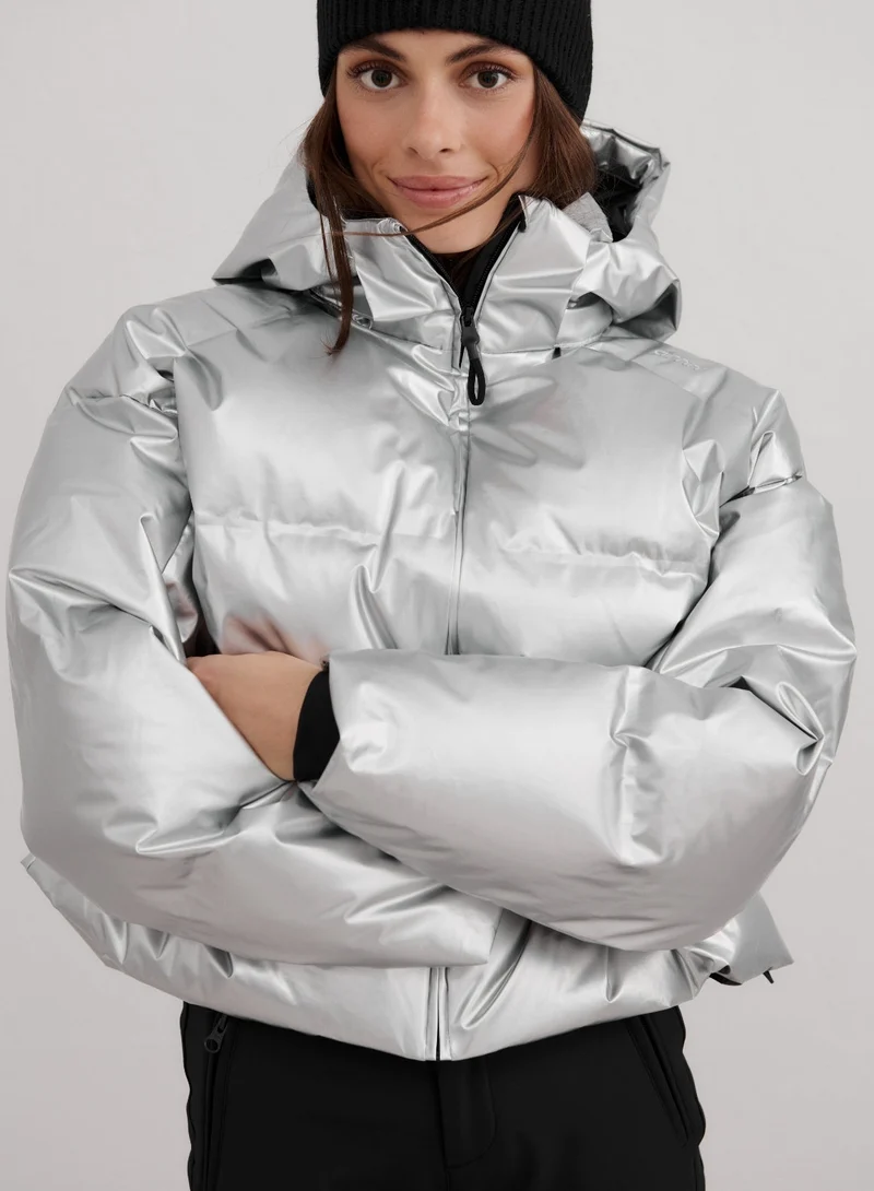 Silver Cortina Glossy Puffer Jacket