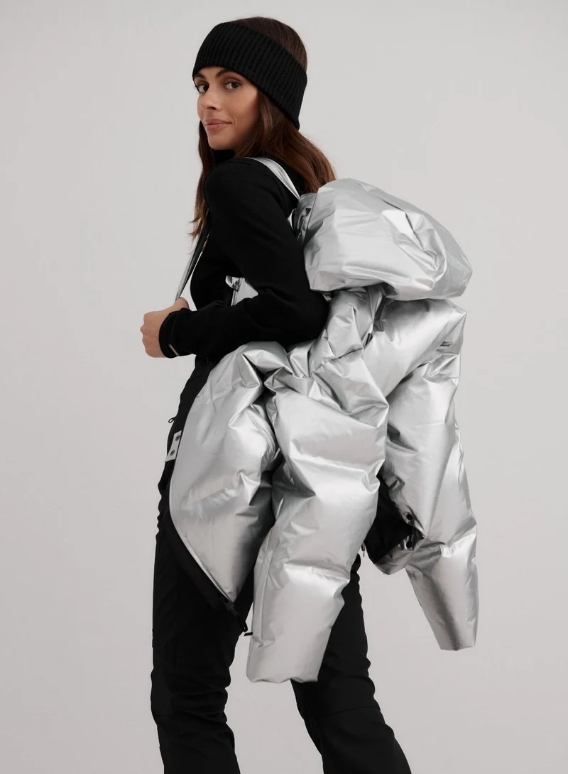 Silver Cortina Glossy Puffer Jacket