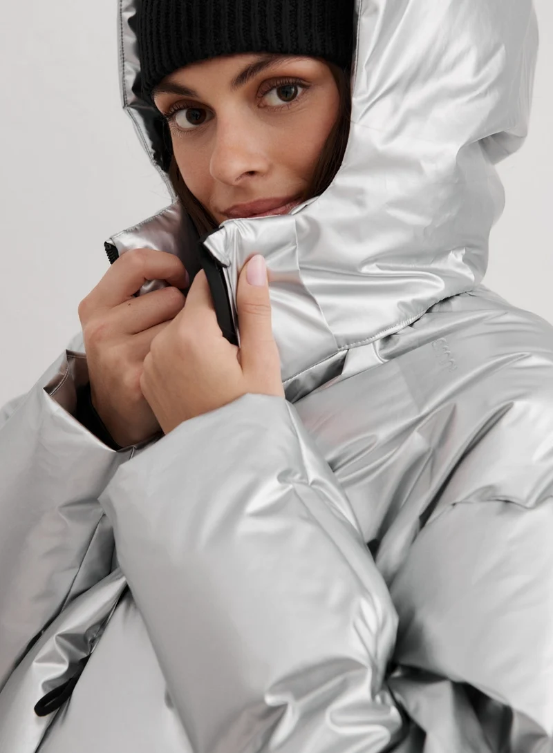 Silver Cortina Glossy Puffer Jacket