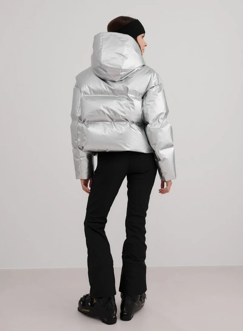 Silver Cortina Glossy Puffer Jacket