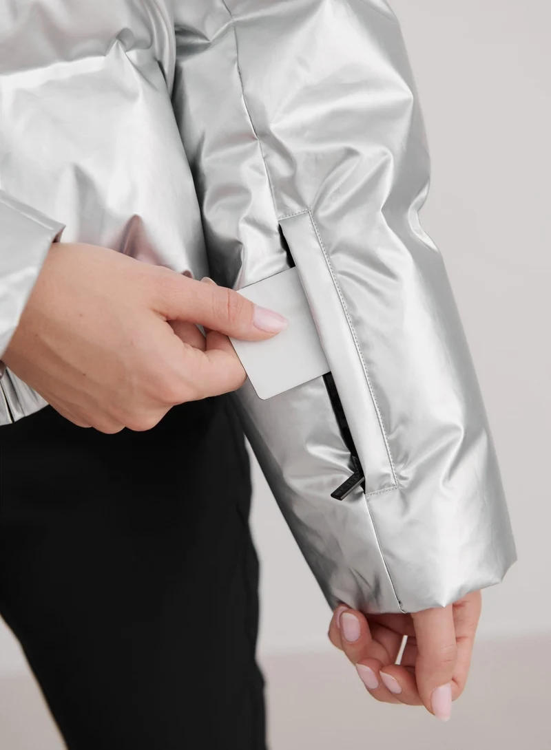 Silver Cortina Glossy Puffer Jacket