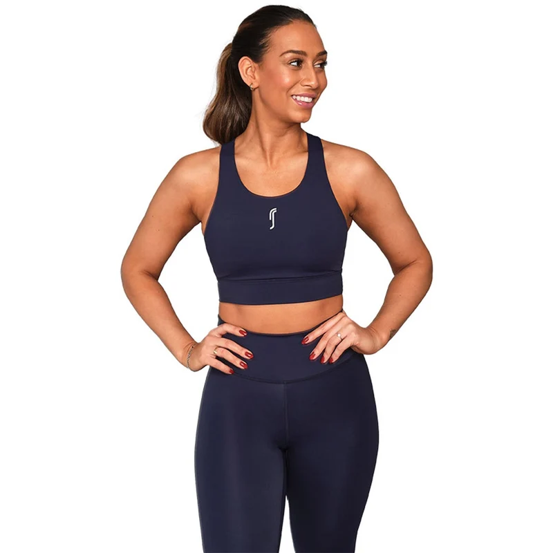 RS Women Stretch Tech Sports Bra Logo Navy