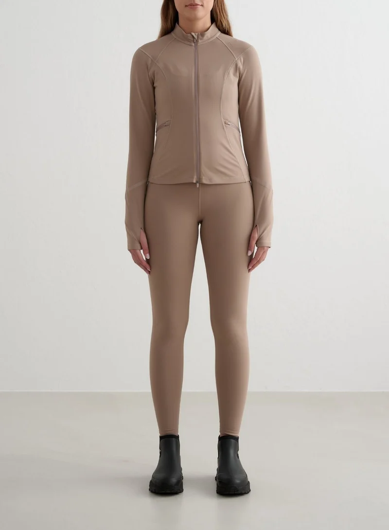 Espresso Reflective Warming Zip Jacket