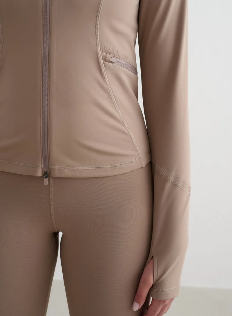 Espresso Reflective Warming Zip Jacket